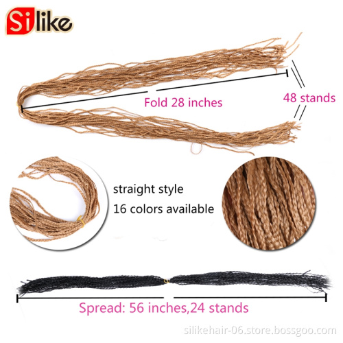 Zizi Braids Crochet Box Braids Twist Synthetic Braiding Hair Extensions 24 roots/Pack Pink White Purple Bug Gray 613 silike